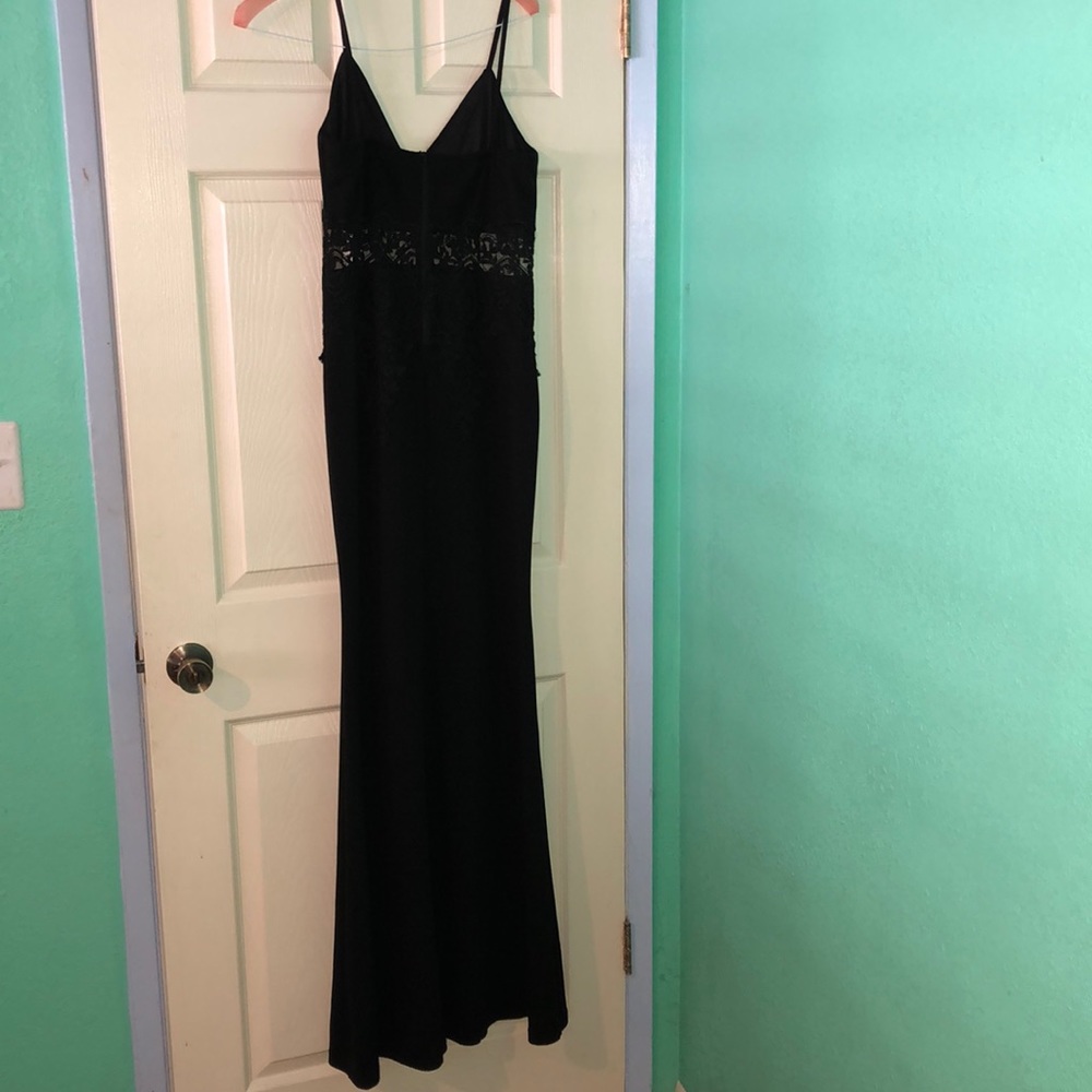 Black Gown with Lace Bodice Detail